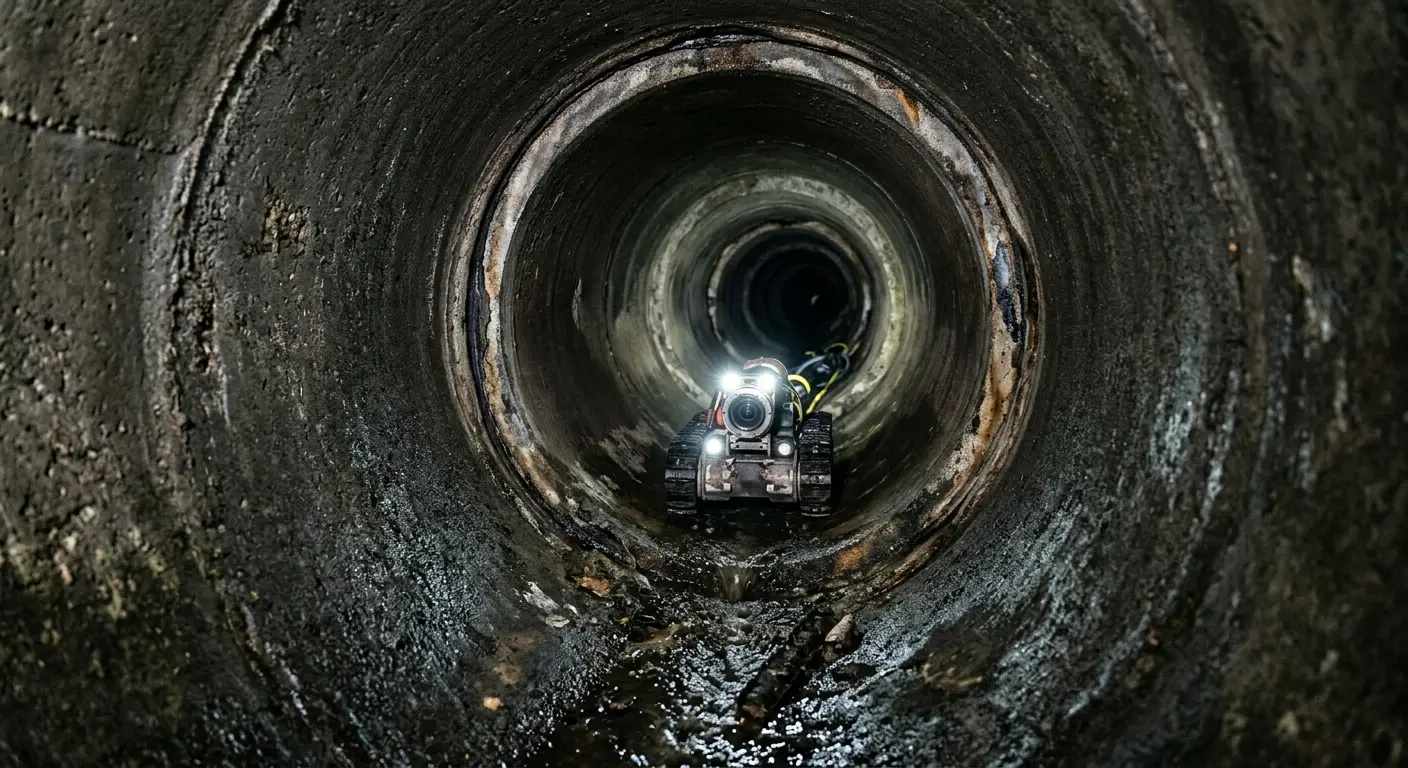 Robotic sewer camera inspecting pipe interior for Sewer Line Repair in Lower Merion